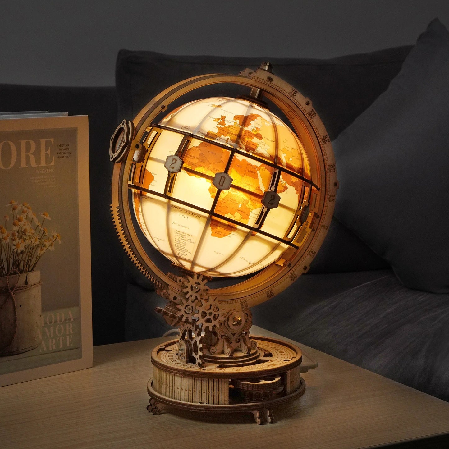 Globe with LED Light DIY Wooden Model